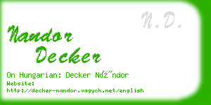 nandor decker business card